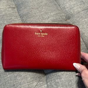 Kate Spade Large Red Zip Around Wallet